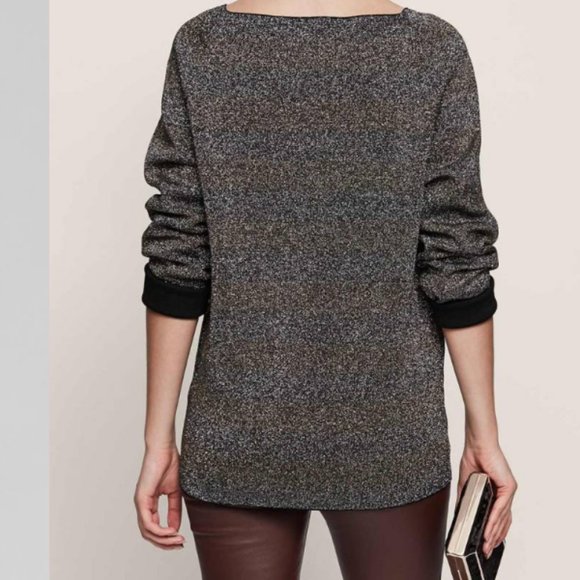 Reiss Josephine Lurex Metallic Tonal Striped Pull Over Women's Jumper Sweater S - Picture 2 of 12